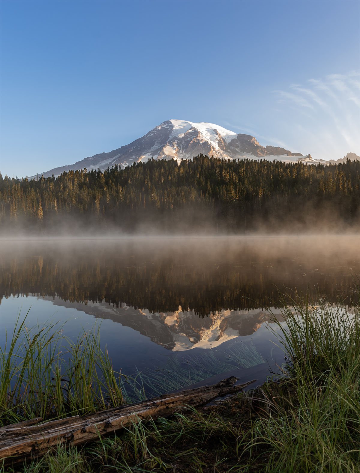 Mount Rainier reflected in water